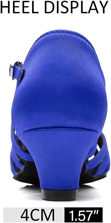 DKZSYIM Women's Satin Latin Dance Shoes Ballroom Salsa Performance Practice Dancing Shoes,Model LP-1217ZS