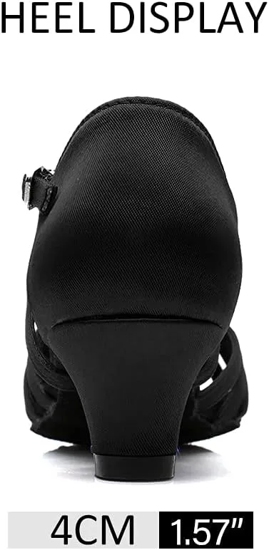 DKZSYIM Women's Satin Latin Dance Shoes Ballroom Salsa Performance Practice Dancing Shoes,Model LP-1217ZS