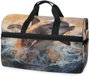 Dolphin Travel Duffel Bag Luggage Sports Gym Bags With Shoes Compartment Large Capacity Lightweight Duffle Bag For Men Women