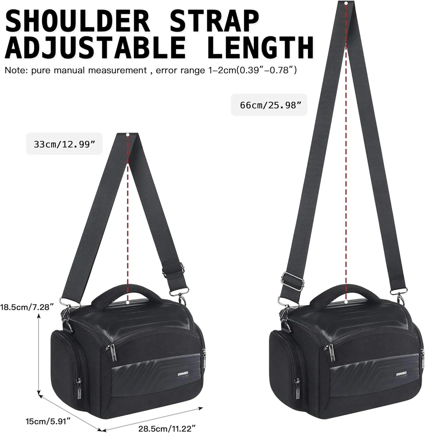DOMISO Waterproof Camera Storage Bag Soft Padded DSLR SLR Camera Case Anti-Shock Shoulder Bag Compatible for Nikon/Canon/Sony/Pentax/Olympus/Samsung, Bright Black