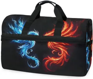 Dragon and Phoenix Travel Duffel Bag Luggage Sports Gym Bags With Shoes Compartment Large Capacity Lightweight Duffle Bag For Men Women