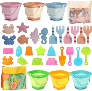Dreamon Beach Toys for Kids 3-10, Collapsible Sand Toys with Mesh Bag