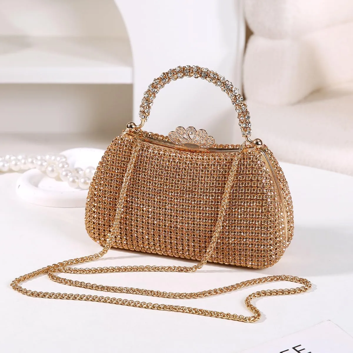 Dreubea Women's Beautiful Tote Evening Bag Fashion Shiny Rhinestone Clutch Handbag