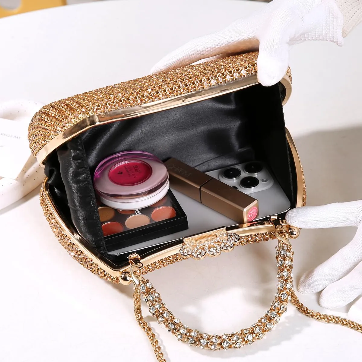 Dreubea Women's Beautiful Tote Evening Bag Fashion Shiny Rhinestone Clutch Handbag