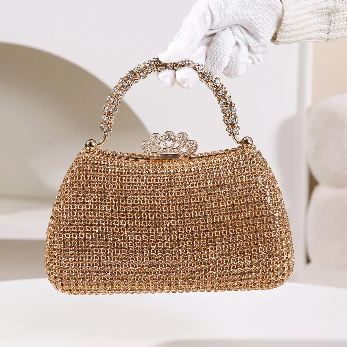 Dreubea Women's Beautiful Tote Evening Bag Fashion Shiny Rhinestone Clutch Handbag