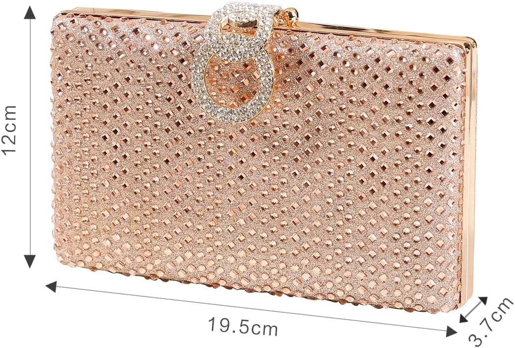 Dreubea Women's Fashion Rhinestone Evening Handbag Shiny Clutch Bag
