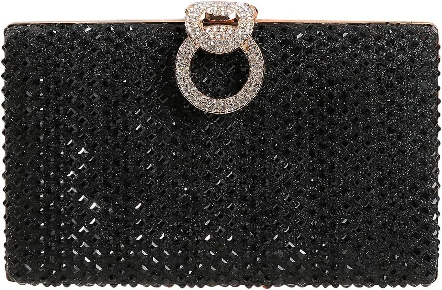 Dreubea Women's Fashion Rhinestone Evening Handbag Shiny Clutch Bag