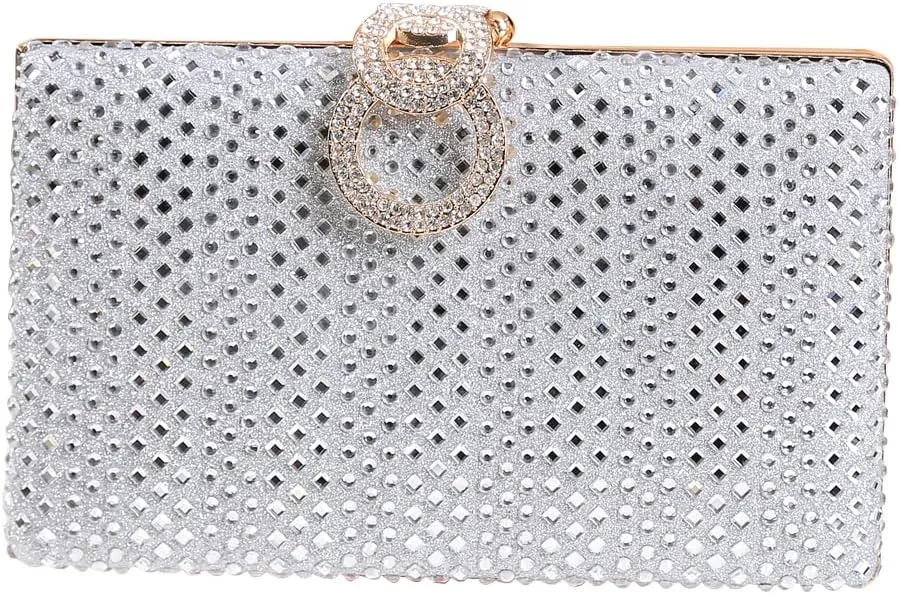 Dreubea Women's Fashion Rhinestone Evening Handbag Shiny Clutch Bag