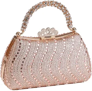 Dreubea Womens Shiny Tote Evening Bag Fashion Rhinestone Decrated Handbag