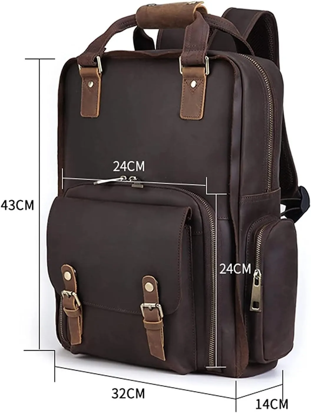 DSLR Camera Backpack Vintage Crazy Horse Leather Photography Shoulder Bag Outdoor Casual Rucksack Hiking