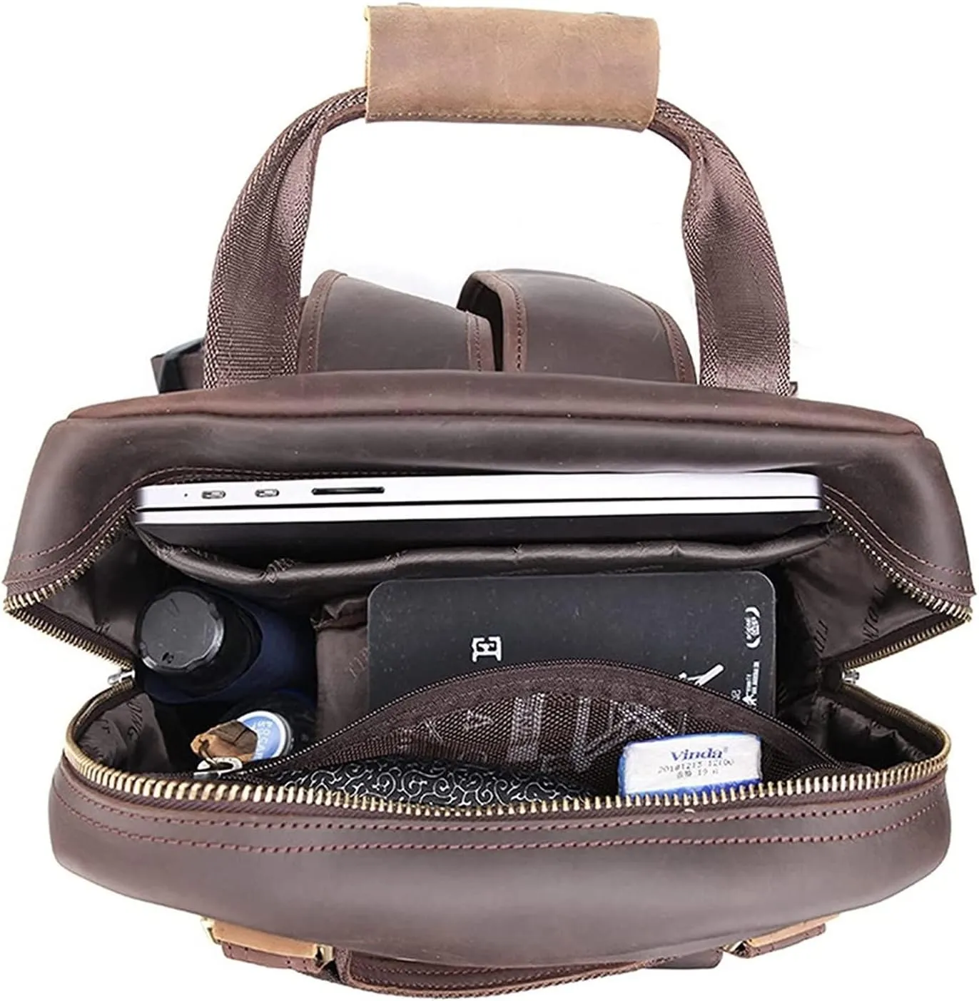 DSLR Camera Backpack Vintage Crazy Horse Leather Photography Shoulder Bag Outdoor Casual Rucksack Hiking
