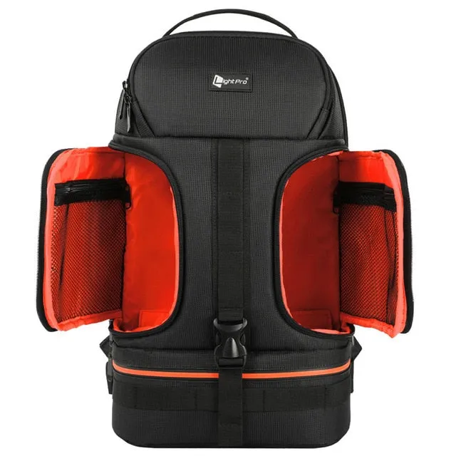DSLR Waterproof Video Camera Backpack Tripod Case w/ Reflector Stripe fit 15.6in Laptop Bag for Canon Nikon Sony DSLR Photo
