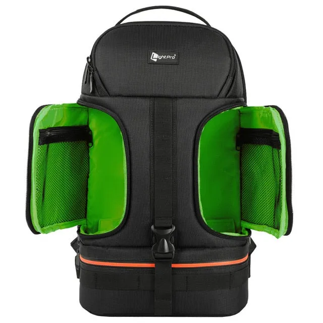 DSLR Waterproof Video Camera Backpack Tripod Case w/ Reflector Stripe fit 15.6in Laptop Bag for Canon Nikon Sony DSLR Photo