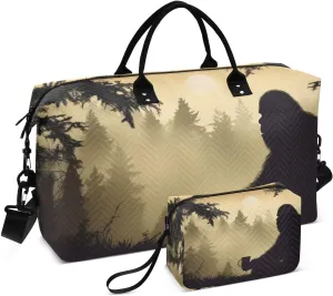 Duffel Bag for Traveling, Sasquatch Sit Coffee Gym Bags with Multiple Interior Pockets for Women Men Toiletry Purse Included 20.5”x 1.9” x 13.8”