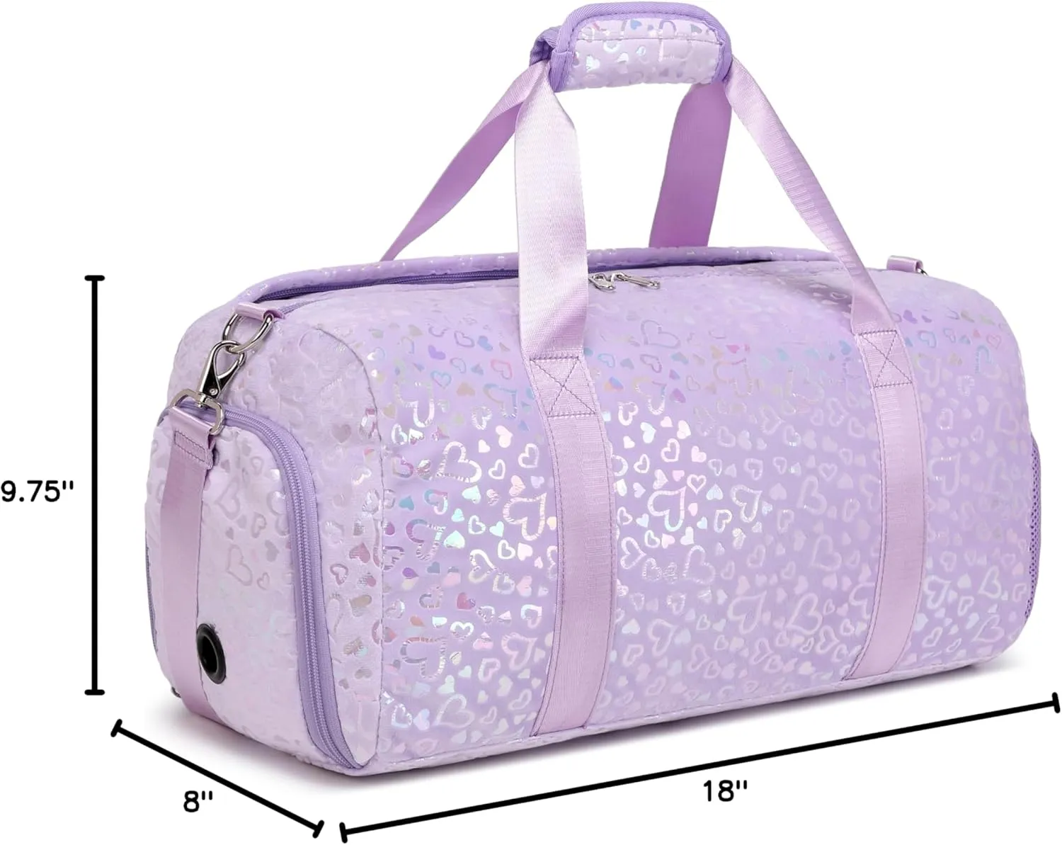 Duffle Bags for Girls, Purple Soft Plush Large-capacity Dance Ballet Gymnastics Sport Overnight Travel Sleepover Bags with Shoe Compartment for Women Girls