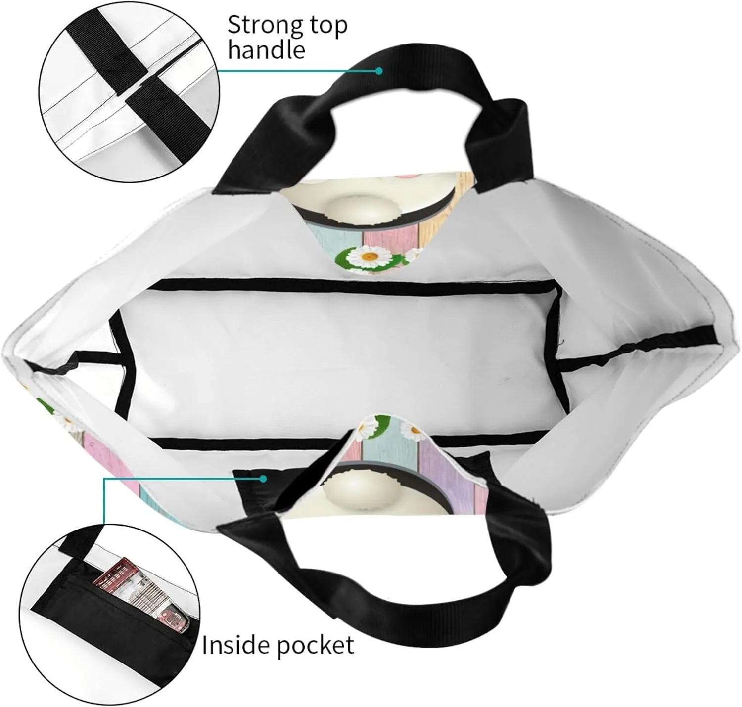 Easter Bags, Easter Bunny Tote Bag for Women Men Reusable Rabbits Shoulder Bag for Shopping, Beach, Travel, Work, Gym
