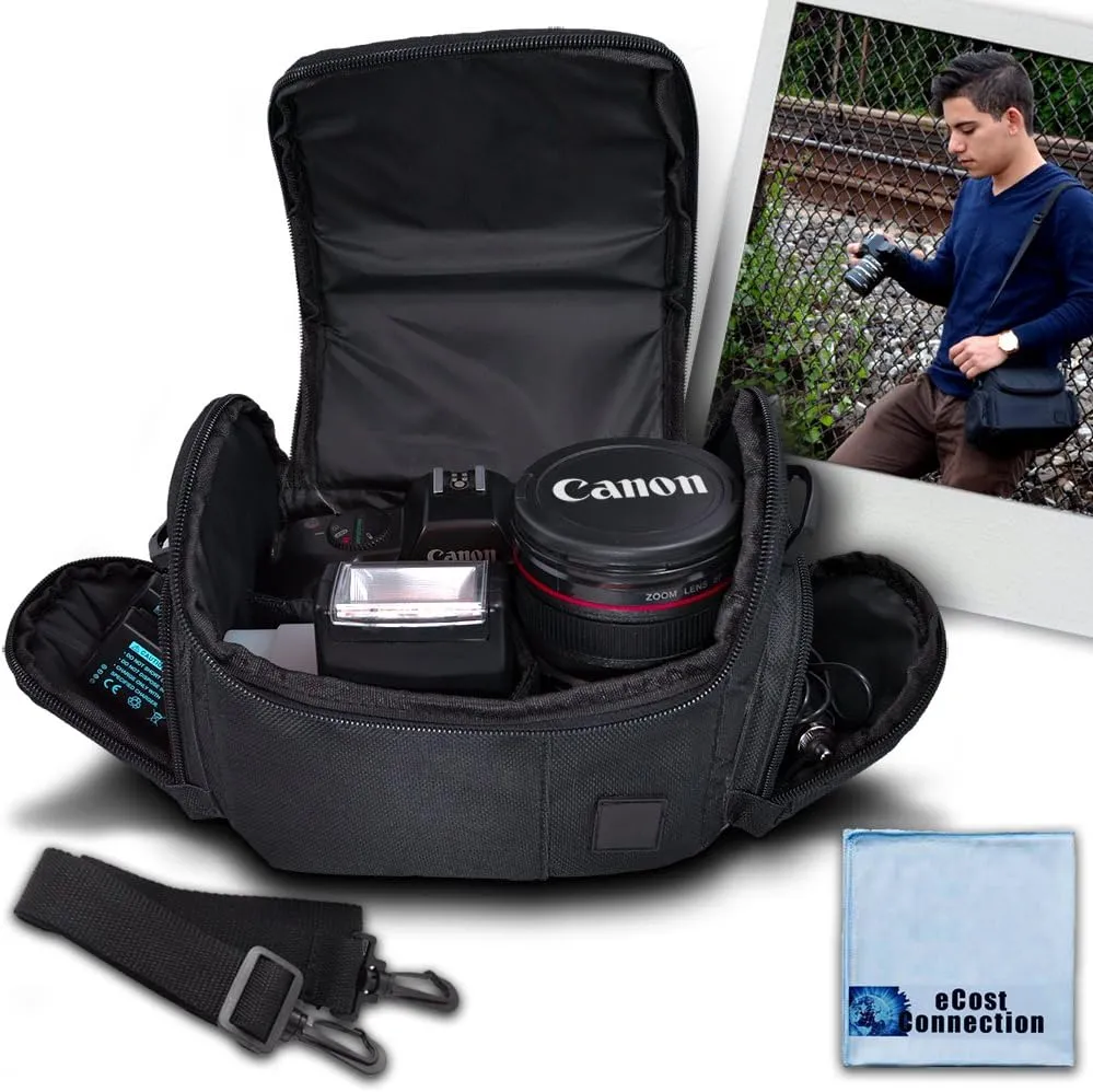 eCost Medium Soft Padded Camera Equipment Bag Case for Nikon, Canon, Sony, Pentax, Olympus Panasonic, Samsung & Many More…