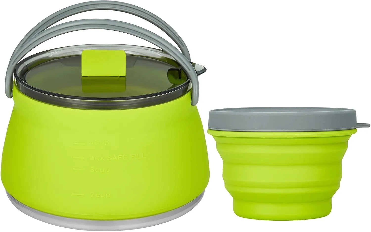 EEZEE 1L Collapsible Camping Kettle Portable Travel Kettle Folding Silicone Camping Cook Pot Foldable Compact Hiking Water Boiler and Warmer with Lid BPA-Free Backpacking Pot