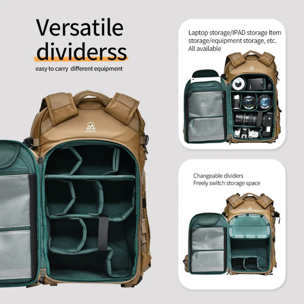 EIRMAI S35 / S25 Waterproof Camera Photography Backpack 2 DSLR Bodies, 5 Lenses, Laptop, Tripod Holder Compartment -Available Color and size