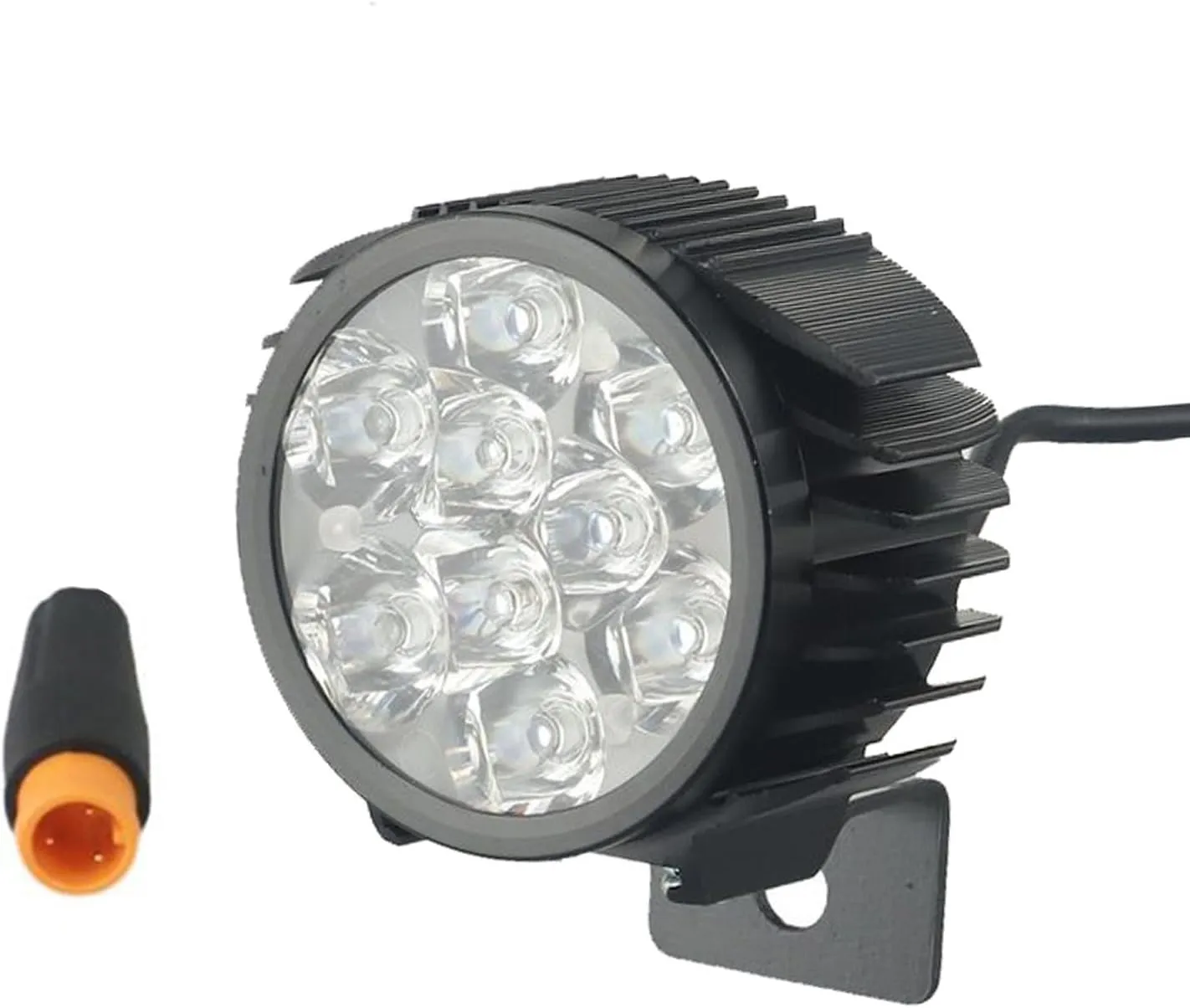 Electric Bicycle LED Headlight 4/9 Beads Spotlight 24V-60V Compatible E-Bike Front Light with Waterproof Connector