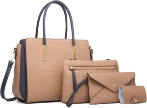 Elegant Handbags Wallet Tote Bag Womens Top Handle Satchel Purse Set 4 pcs Set Crossbody Bag