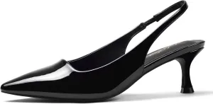 Elisabet Tang 1.96IN Trendy Closed Toe Slingback Kitten Heels for Women Low Dressy Pumps Wide Width Sexy for Prom