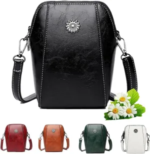 Elmyse Crossbody Bag Leather,Elmsye Crossbody Cellphone Purse,Elmyse Bag,Happy Wind Retro All-Match Vertical Cellphone Bag (Black)