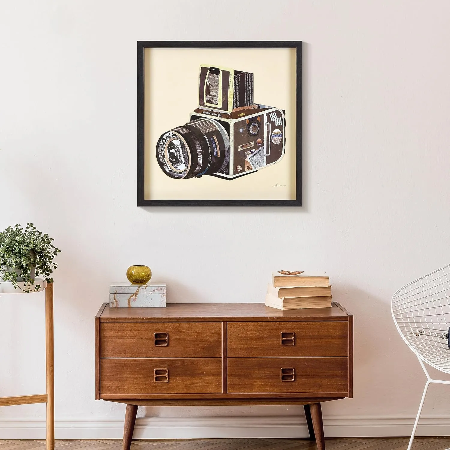Empire Art Direct Dimensional Collage Framed Graphic Paper Under Glass Wall Art by Alex Zeng Ready to Hang, 25" x 25", SLR Camera