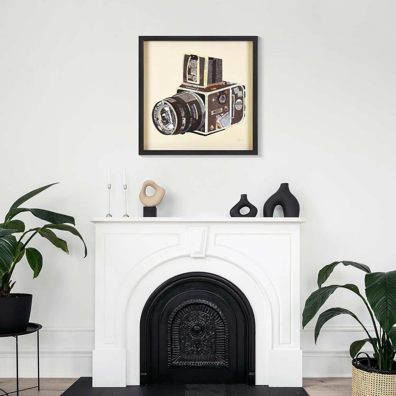 Empire Art Direct Dimensional Collage Framed Graphic Paper Under Glass Wall Art by Alex Zeng Ready to Hang, 25" x 25", SLR Camera
