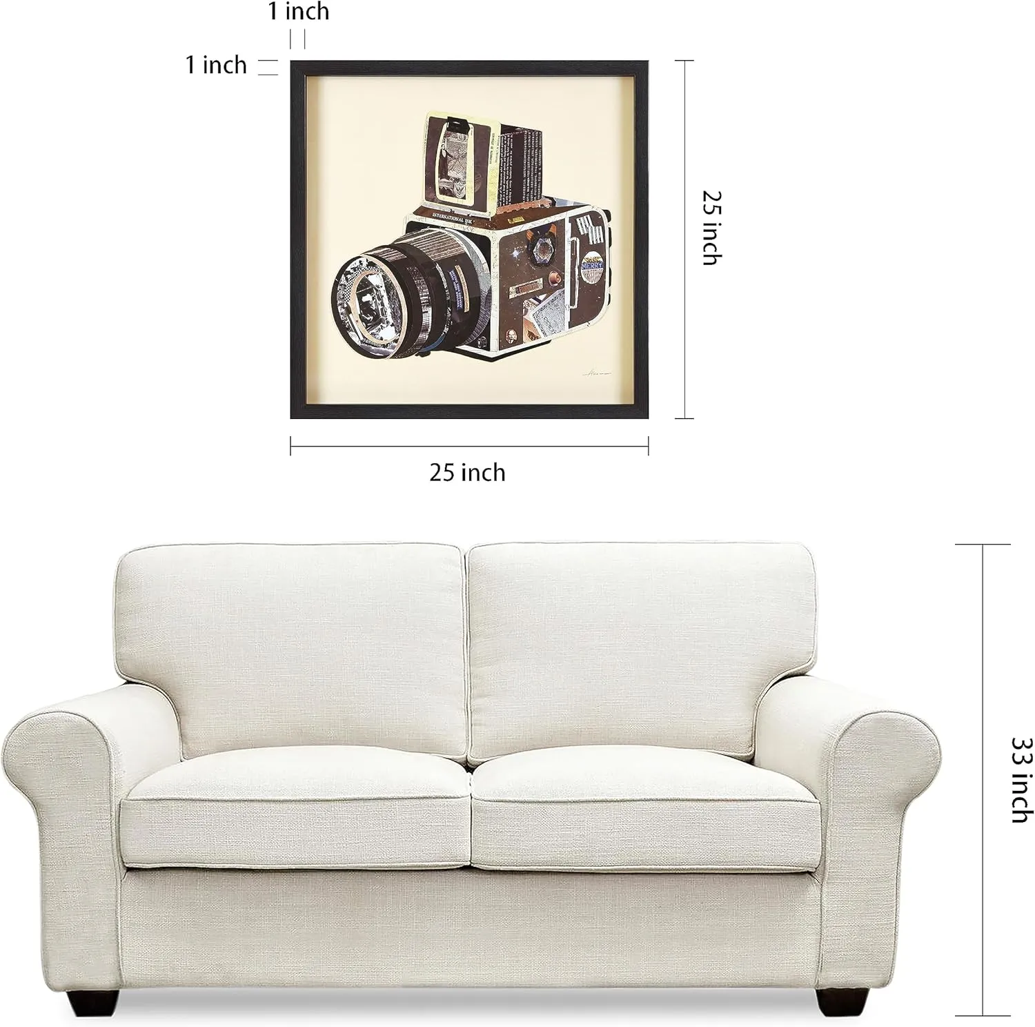 Empire Art Direct Dimensional Collage Framed Graphic Paper Under Glass Wall Art by Alex Zeng Ready to Hang, 25" x 25", SLR Camera