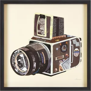 Empire Art Direct Dimensional Collage Framed Graphic Paper Under Glass Wall Art by Alex Zeng Ready to Hang, 25" x 25", SLR Camera
