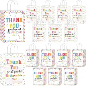 Employee Thank You Gift Bags: 16 Pcs Cool Employee Appreciation Gifts Small Thankful Gifts Bags, Thank You Gift Paper Bag for Coworkers Teachers Staff Volunteer, Work Anniversary Party Favors Decor