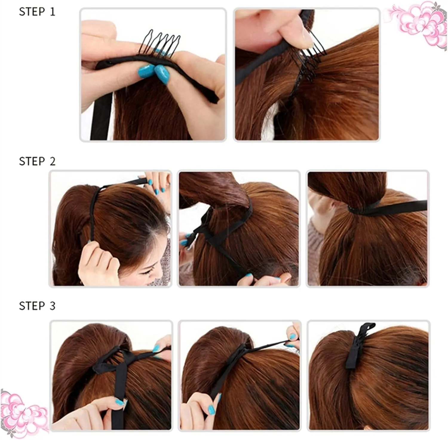 ENGENDER Hair Bun 1 Pack Long Straight Drawstring Hair Clip Ponytail Extension Synthetic Wig Hair Extensions Bun for Everyday Party Use Hair Piece(01,75CM)