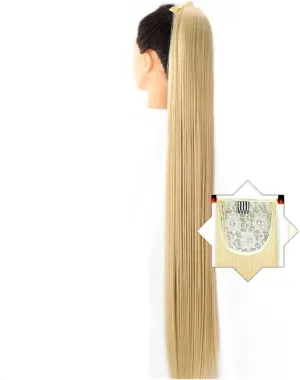 ENGENDER Hair Bun 1 Pack Long Straight Drawstring Hair Clip Ponytail Extension Synthetic Wig Hair Extensions Bun for Everyday Party Use Hair Piece(07,75CM)