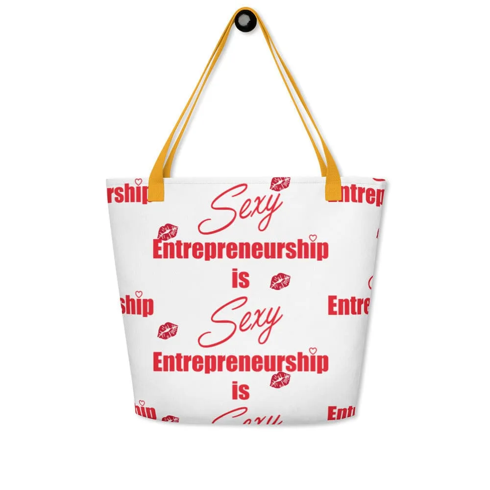 Entrepreneurship is Sexy Kisses All-Over Print Large Tote Bag