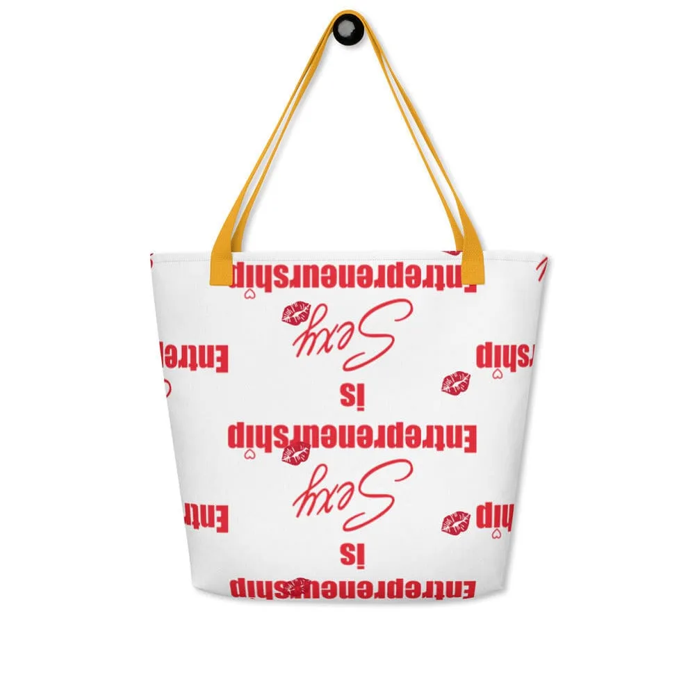 Entrepreneurship is Sexy Kisses All-Over Print Large Tote Bag