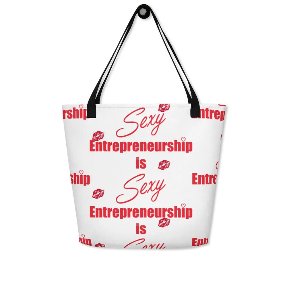 Entrepreneurship is Sexy Kisses All-Over Print Large Tote Bag