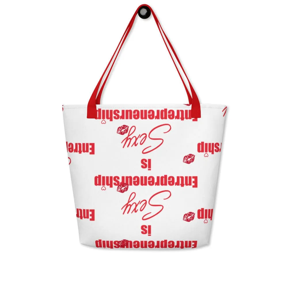 Entrepreneurship is Sexy Kisses All-Over Print Large Tote Bag