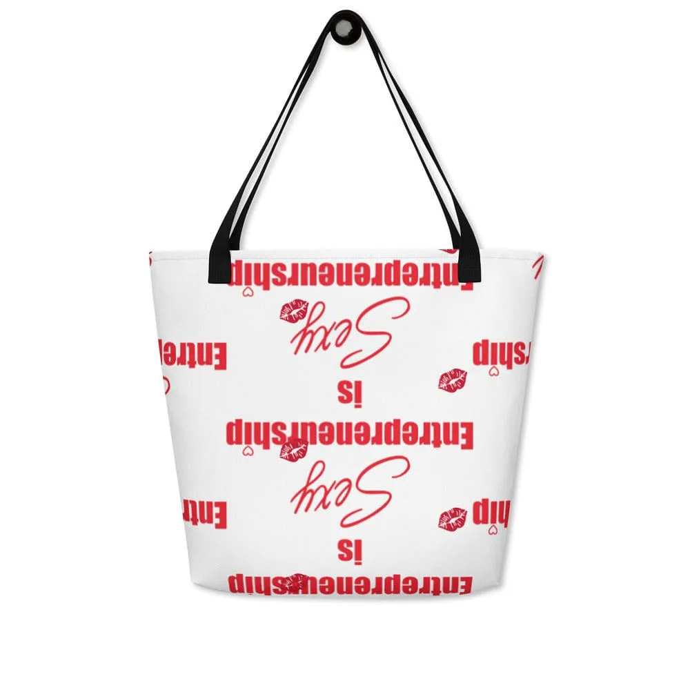 Entrepreneurship is Sexy Kisses All-Over Print Large Tote Bag