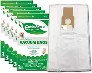 EnviroCare Replacement Anti-Allergen Vacuum Bags for Kenmore 50688 and 50690, L, and O, Panasonic Type U-2, U-10 Uprights 15 Pack, White