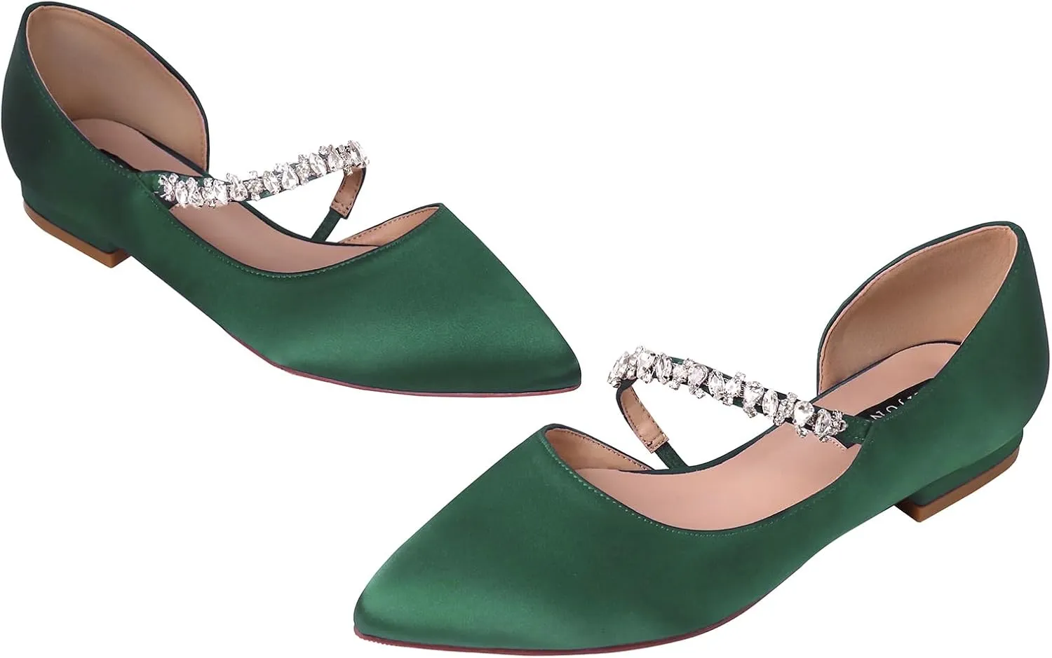ERIJUNOR E0168F Women Comfortable Low Heel Pointy Toe Pumps Wedding Party Shoes