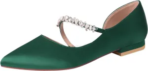 ERIJUNOR E0168F Women Comfortable Low Heel Pointy Toe Pumps Wedding Party Shoes