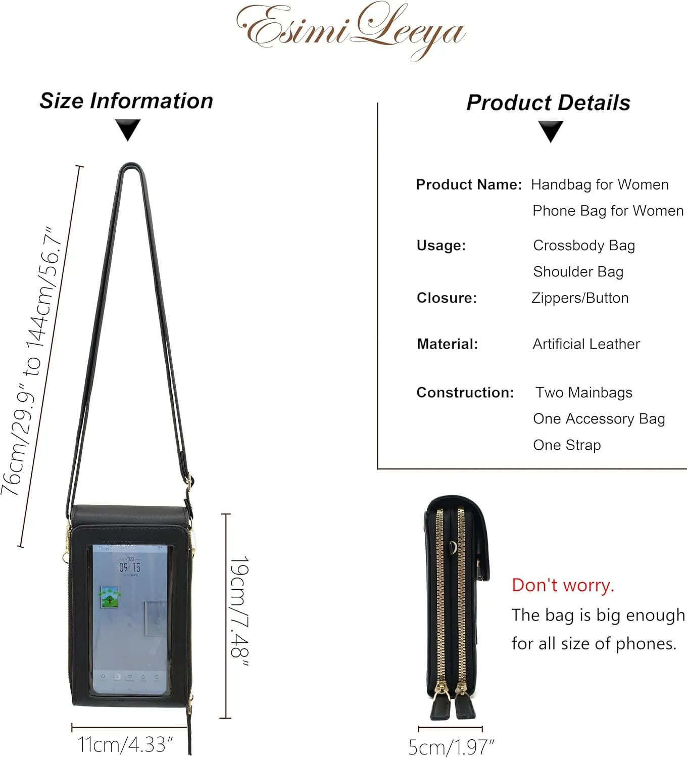 Esimileeya Small Compact Cell Phone Crossbody Bags for Women Trendy Purses Touchscreen Shoulder Bag with Credit Card Slots