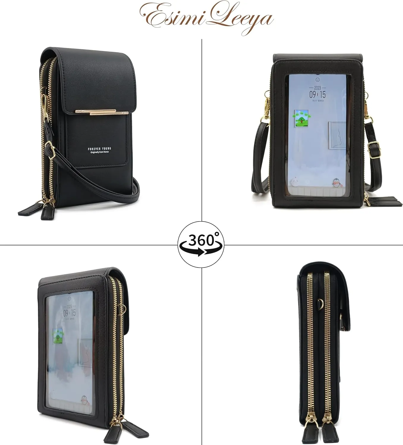 Esimileeya Small Compact Cell Phone Crossbody Bags for Women Trendy Purses Touchscreen Shoulder Bag with Credit Card Slots