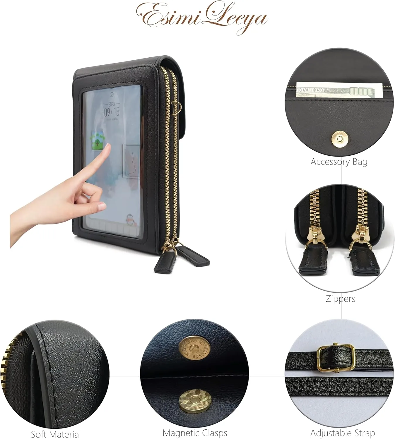 Esimileeya Small Compact Cell Phone Crossbody Bags for Women Trendy Purses Touchscreen Shoulder Bag with Credit Card Slots