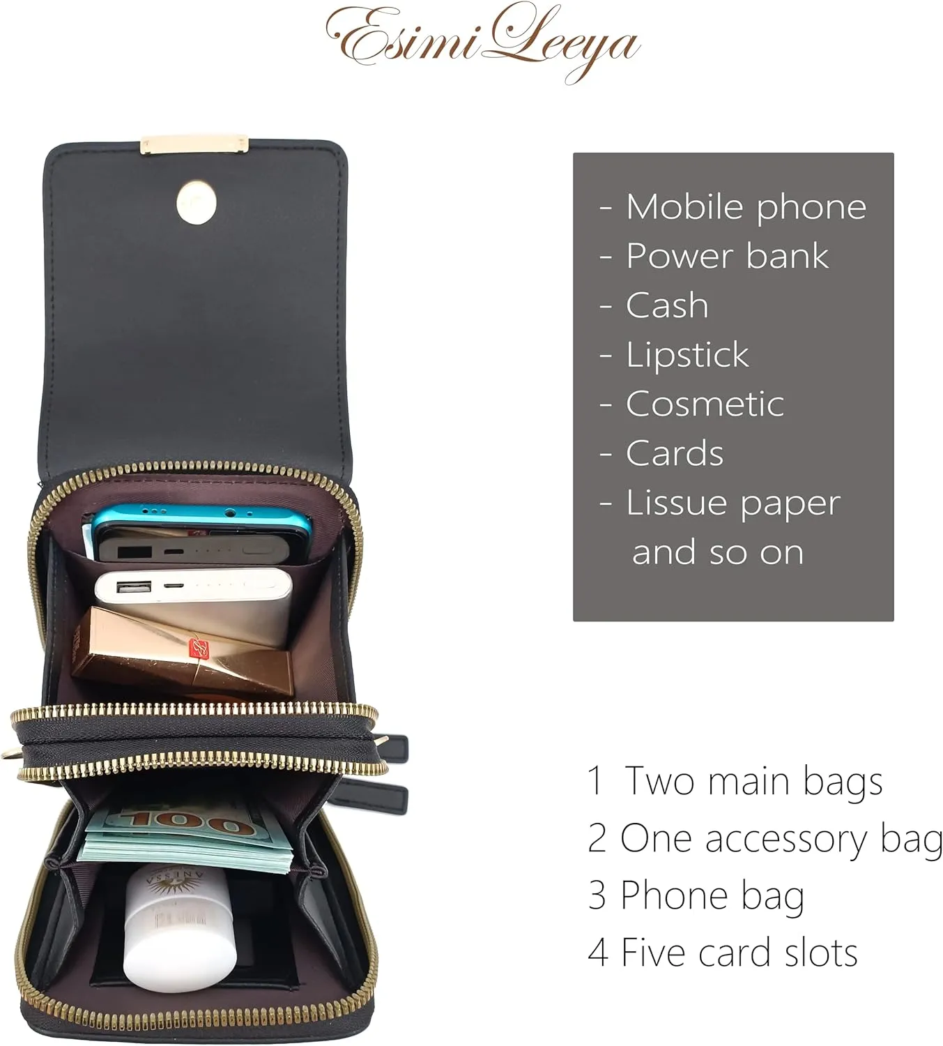 Esimileeya Small Compact Cell Phone Crossbody Bags for Women Trendy Purses Touchscreen Shoulder Bag with Credit Card Slots