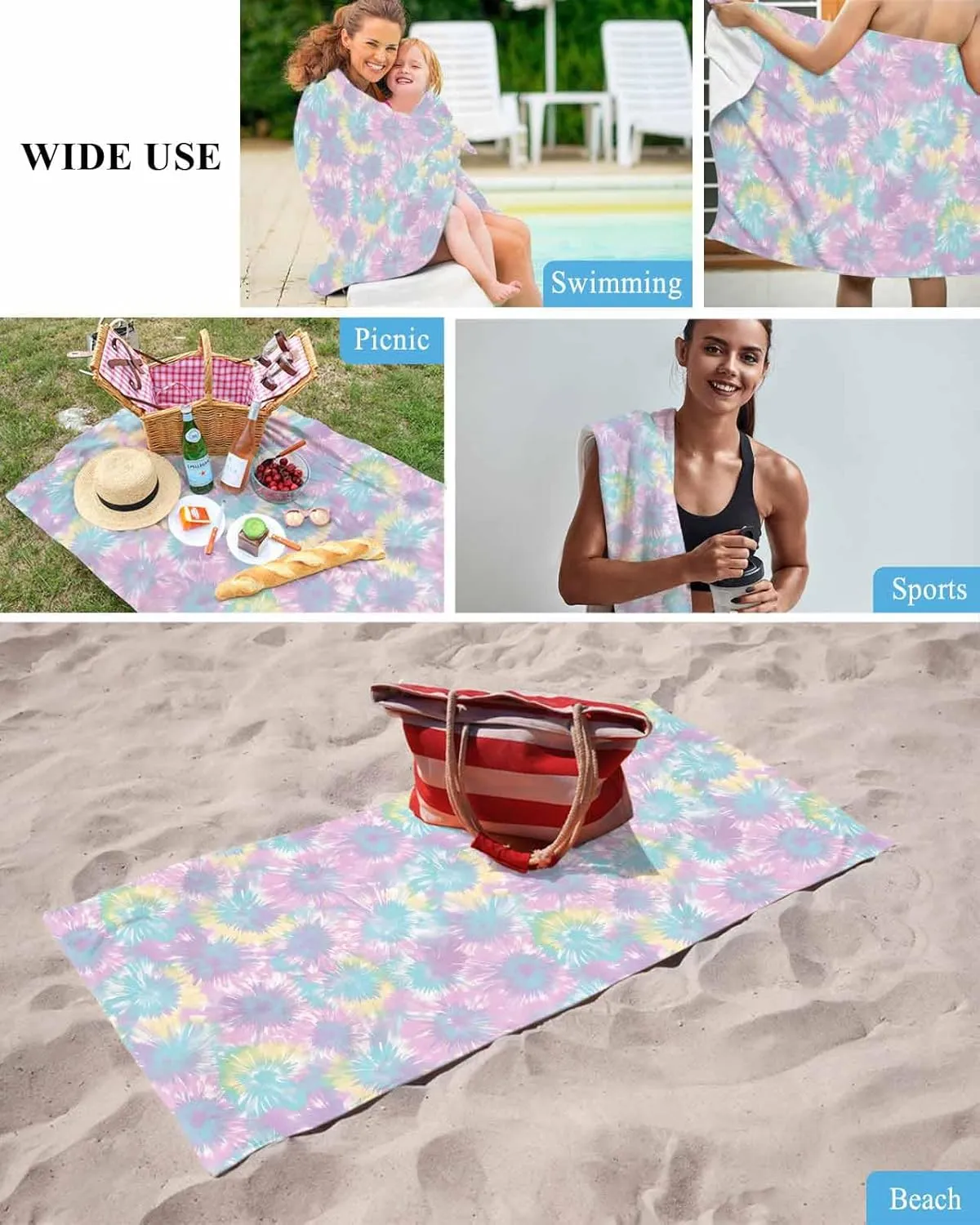 Ethnic Beach Towel 35"x70" Microfiber Beach Towels Oversized Sand Free Quick Dry Beach Towel/Bath Towels/Yoga Towel/Pool Towels/Travel Towel for Women Men Girls Kids-Colorful