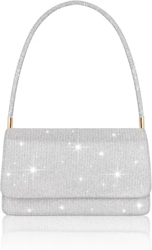 Evening Bag Clutch Purse for Women, Sparkling Envelope Handbag with 2 Compartments for Prom Cocktail Party
