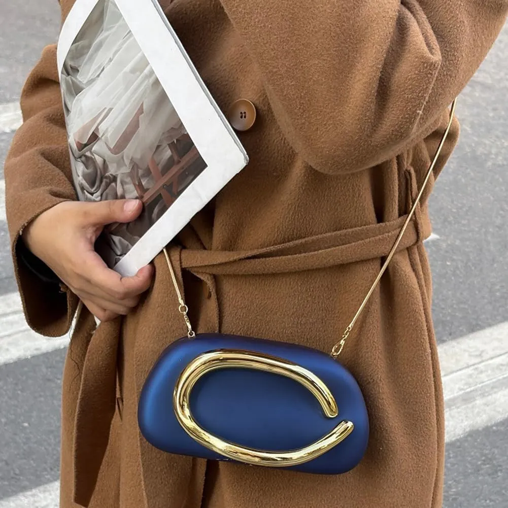 Evening Clutch Purses for Women Formal Unique Crossbody Purse Gold Closure Box Clutch Handbag Small Y2K Shoulder Bag