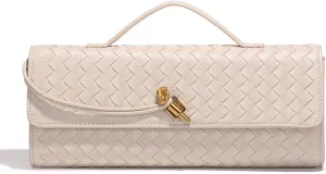Evening Woven Handbag for Women Casual Fashion Crossbody Bags Vegan Leather Shoulder Handbag for Cocktail Party, Work